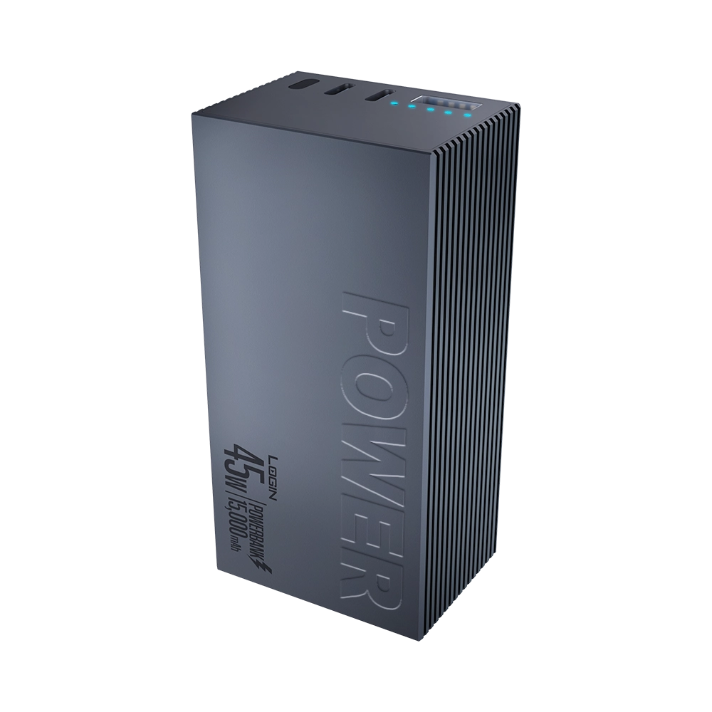 LOGIN Nomad L-706 15,000mAh Metallic Power Bank – 45W Super Fast PD Charging for Laptops, Tablets & Phones