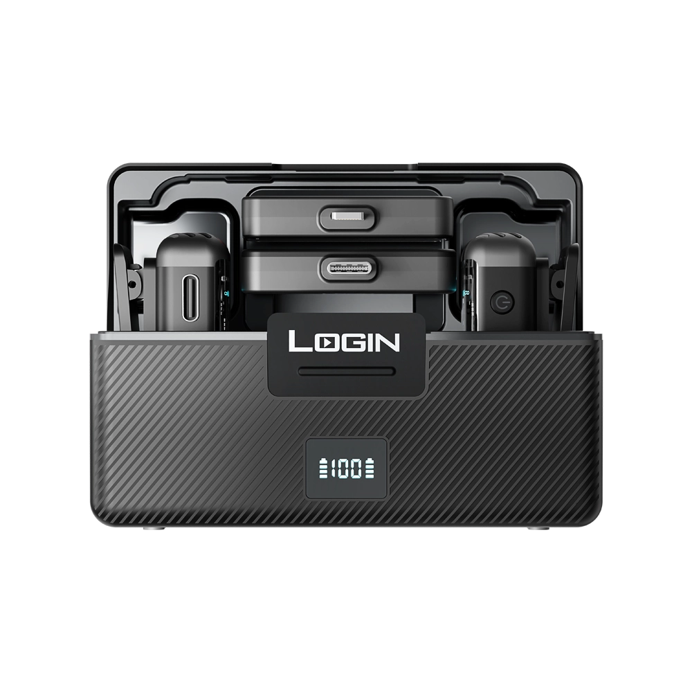 LOGIN L-251 Noiseless Wireless Vlogging Microphone – AI Noise Cancellation & Dual Receivers