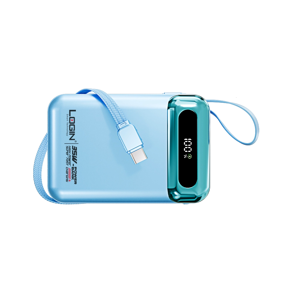 LOGIN L-713 Aera 20,000mAh Power Bank – 35W Super Fast Charging with Built-In PD & Lightning Cables