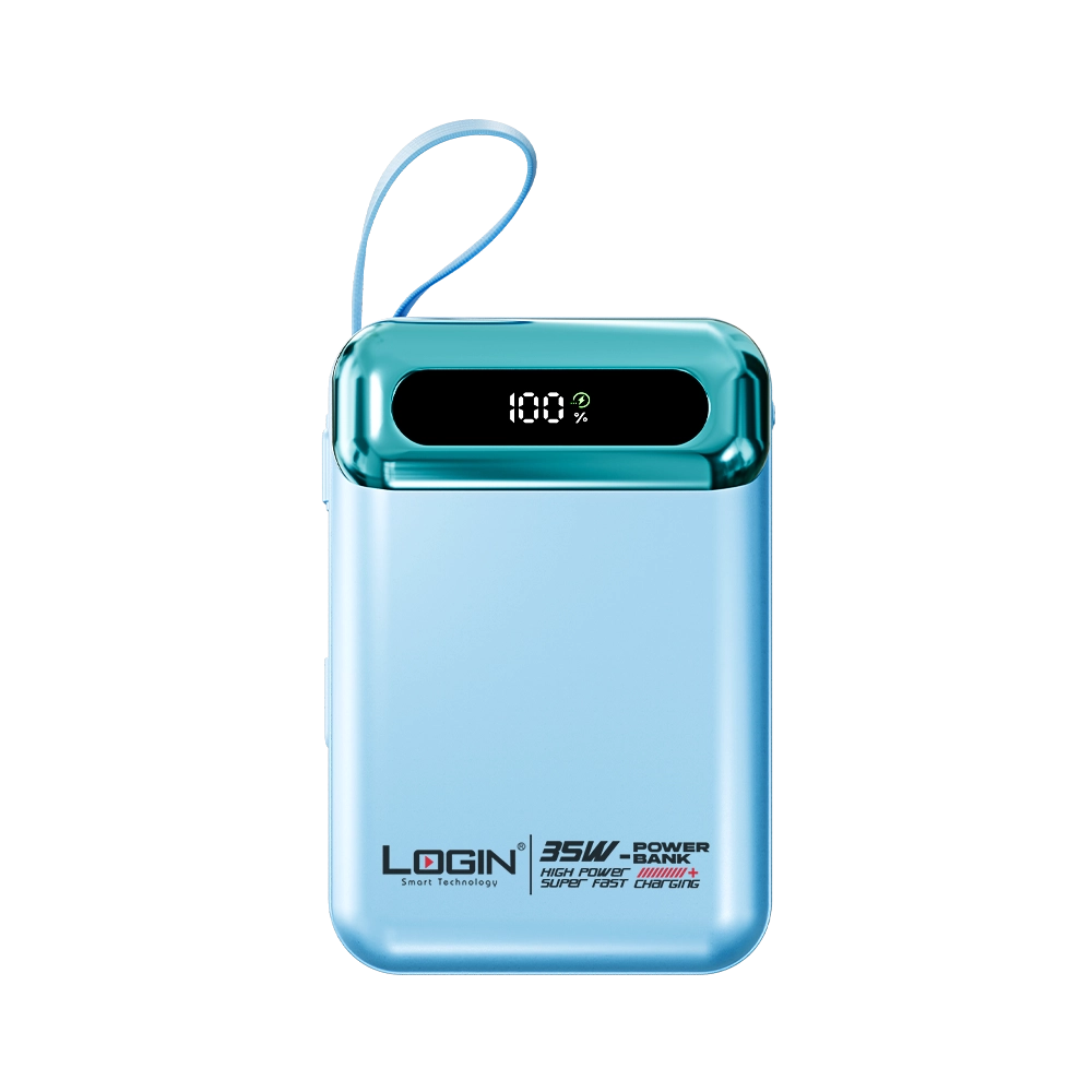 LOGIN L-713 Aera 20,000mAh Power Bank – 35W Super Fast Charging with Built-In PD & Lightning Cables