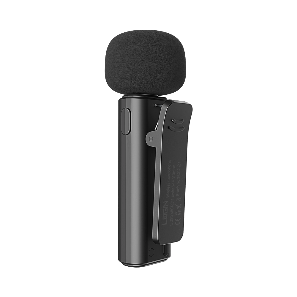 LOGIN L-250 Micron Wireless Vlogging Microphone – AI ANC Noise Cancellation & Dual Microphones