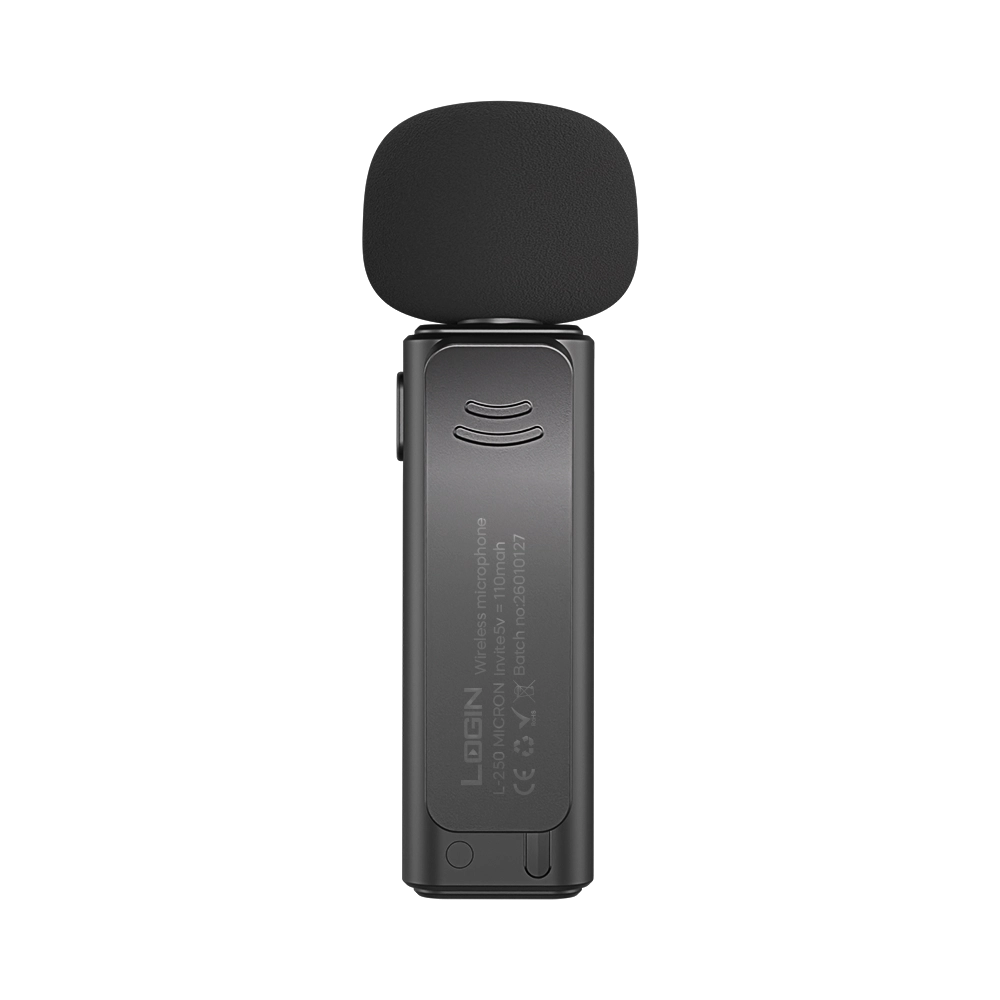 LOGIN L-250 Micron Wireless Vlogging Microphone – AI ANC Noise Cancellation & Dual Microphones