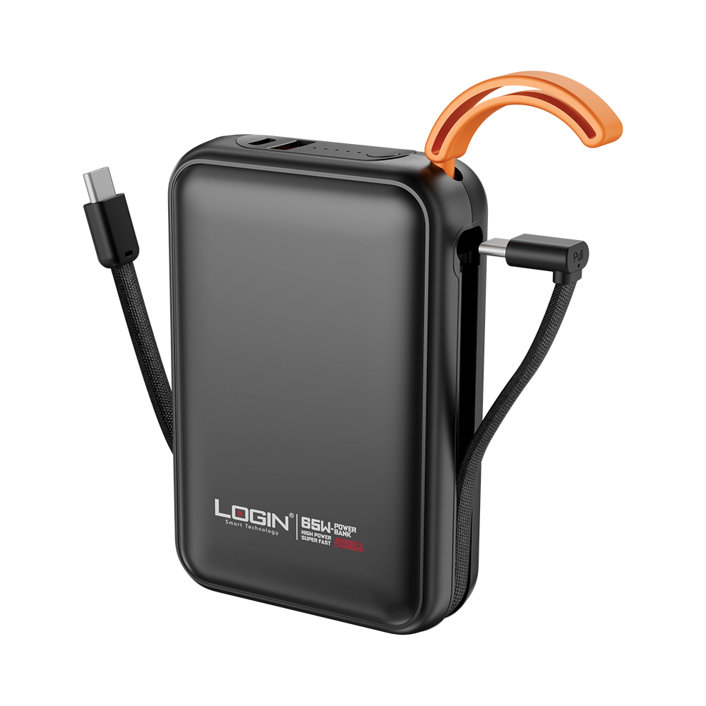 LOGIN Oblivor L-707 20,000mAh Power Bank – 65W Super Fast Charging, Laptop Support & Built-In PD Cable