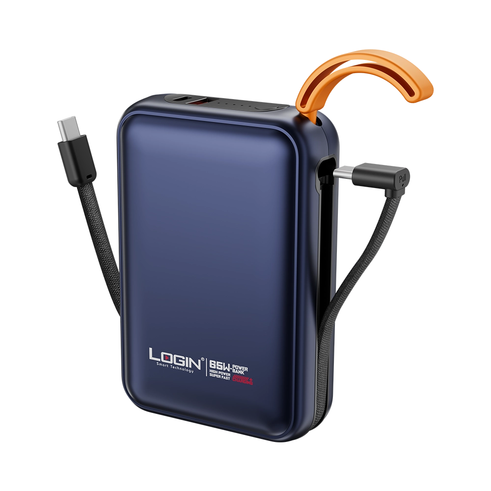 LOGIN Oblivor L-707 20,000mAh Power Bank – 65W Super Fast Charging, Laptop Support & Built-In PD Cable