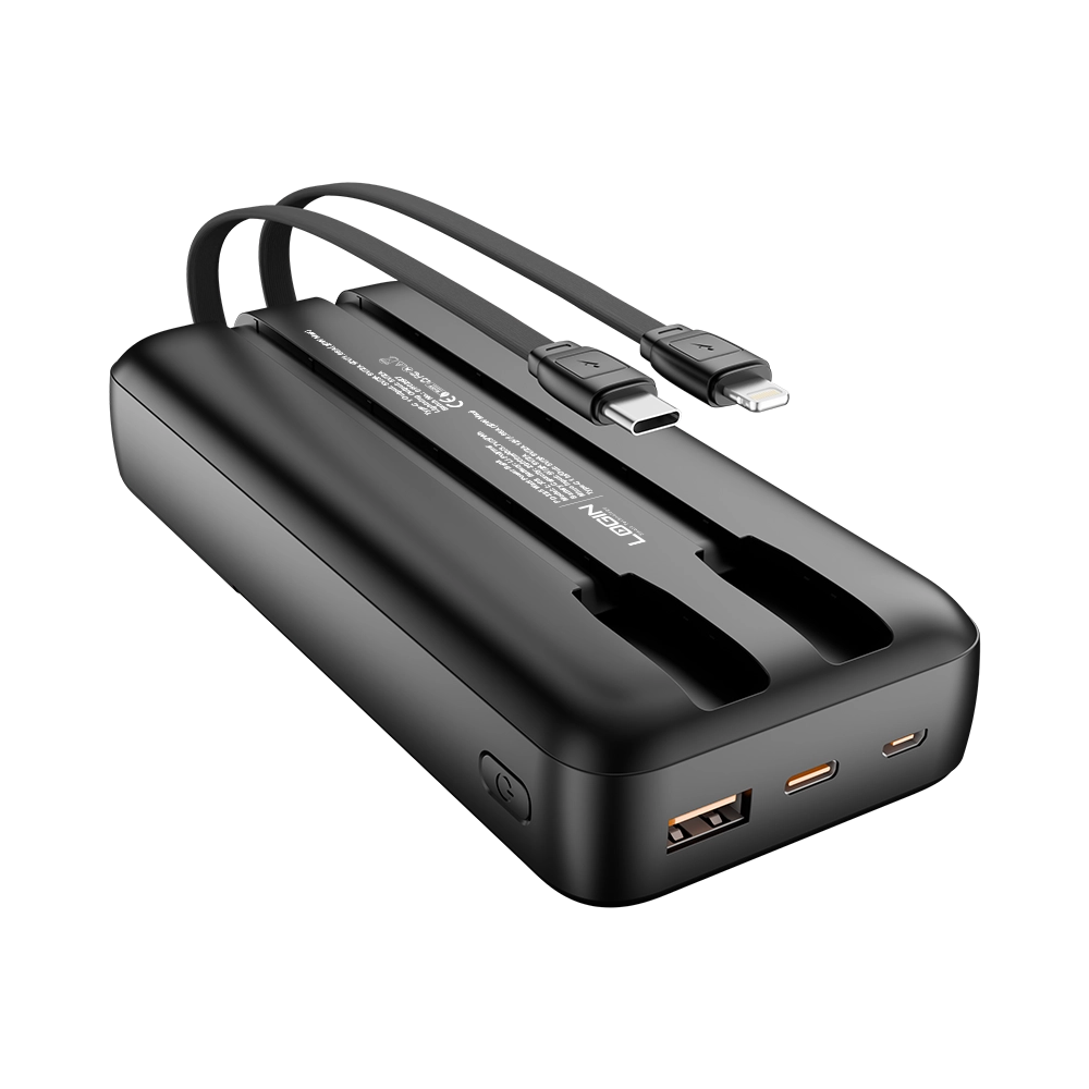 LOGIN Voltra Pro L-708 20,000mAh Power Bank – 22.5W Fast Charging, Built-In PD & Lightning Cables & Digital Display