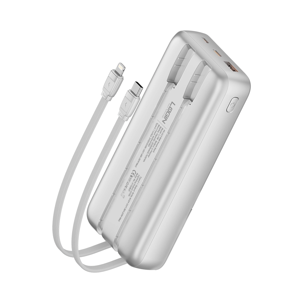 LOGIN Voltra Pro L-708 20,000mAh Power Bank – 22.5W Fast Charging, Built-In PD & Lightning Cables & Digital Display