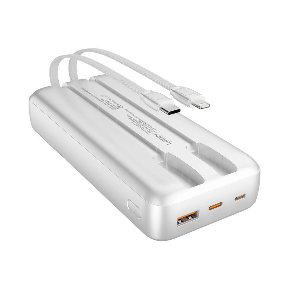 LOGIN Voltra Pro L-708 20,000mAh Power Bank – 22.5W Fast Charging, Built-In PD & Lightning Cables & Digital Display
