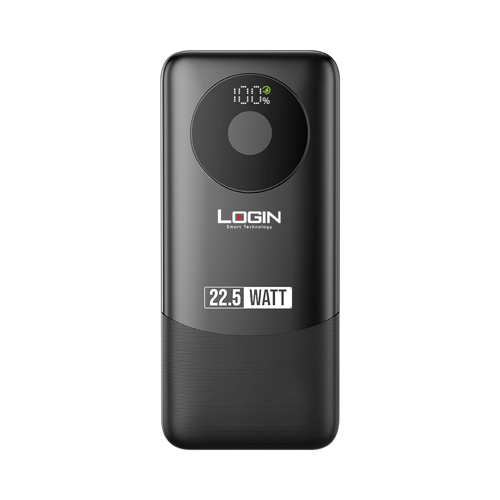 LOGIN Voltra L-709 10,000mAh Power Bank – 22.5W Fast Charging, LED Digital Display & Built-In Cables