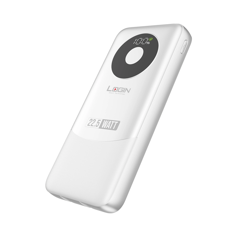 LOGIN Voltra L-709 10,000mAh Power Bank – 22.5W Fast Charging, LED Digital Display & Built-In Cables