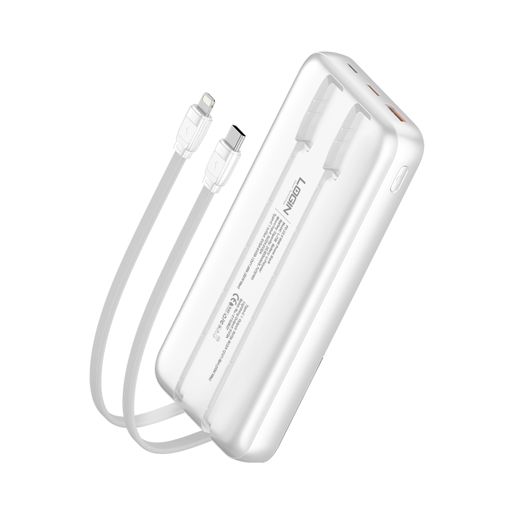 LOGIN Voltra L-709 10,000mAh Power Bank – 22.5W Fast Charging, LED Digital Display & Built-In Cables