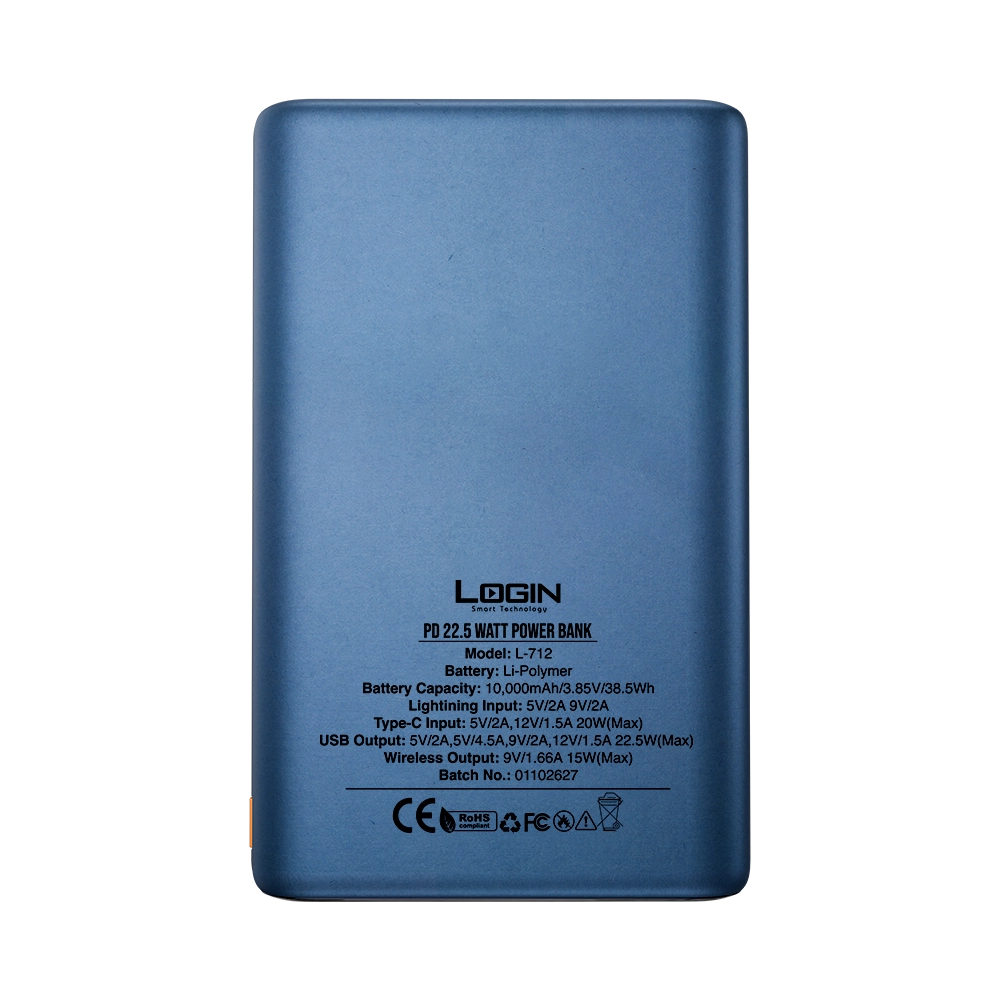 LOGIN Magna L-712 10,000mAh Magnetic Wireless Power Bank – 15W MagSafe, 22.5W Fast Charging & LED Display