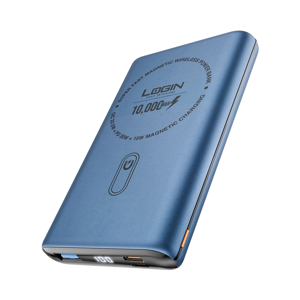 LOGIN Magna L-712 10,000mAh Magnetic Wireless Power Bank – 15W MagSafe, 22.5W Fast Charging & LED Display