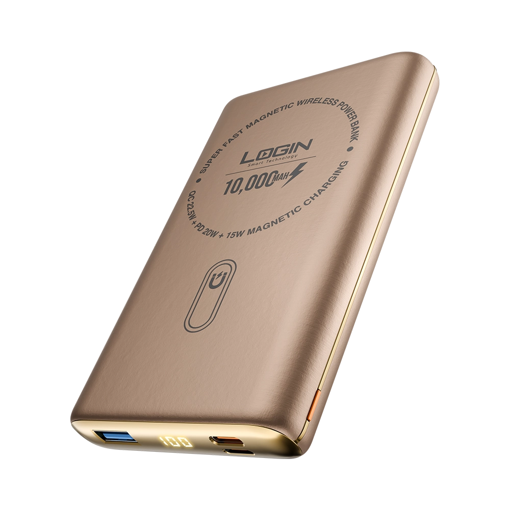 LOGIN Magna L-712 10,000mAh Magnetic Wireless Power Bank – 15W MagSafe, 22.5W Fast Charging & LED Display