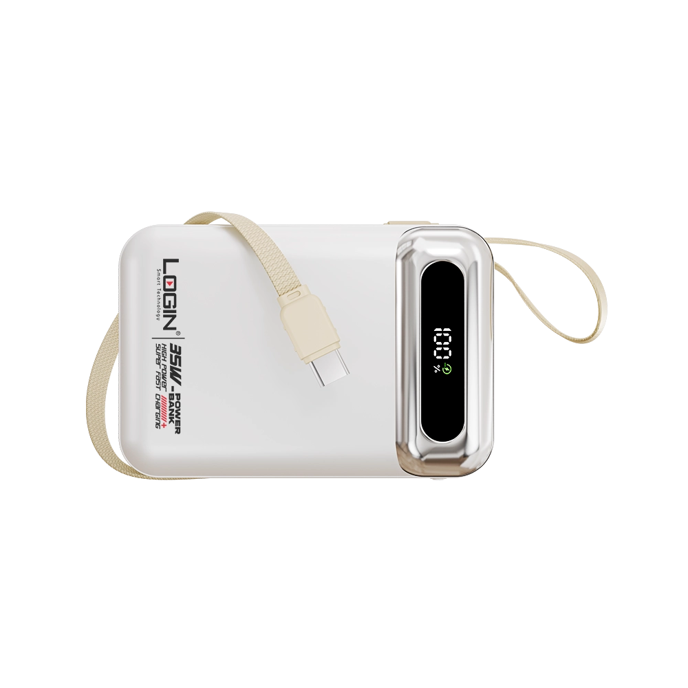 LOGIN L-713 Aera 20,000mAh Power Bank – 35W Super Fast Charging with Built-In PD & Lightning Cables