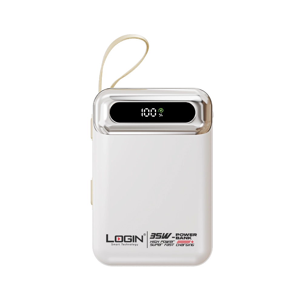 LOGIN L-713 Aera 20,000mAh Power Bank – 35W Super Fast Charging with Built-In PD & Lightning Cables